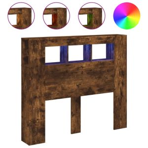 LED горна табла, опушен дъб, 120x18,5x103,5 см, инженерно дърво