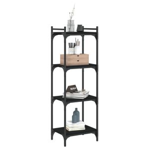 Библиотека 4 рафта черна 40x30x120 см инженерно дърво