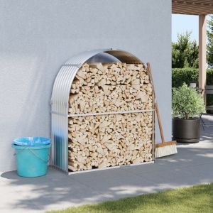 Поставка за дърва, сребрист, 120x45x140 см, поцинкована стомана