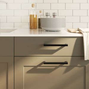 Дръжки за шкафове, 20 бр, черни, 160 мм, неръждаема стомана