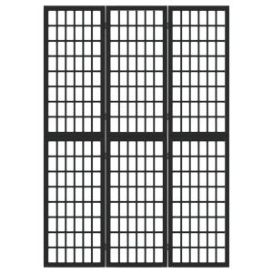 Параван за стая, 3 панела, японски стил, 120x170 cм, черен