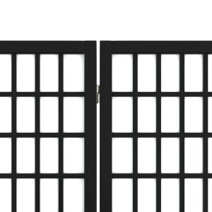 Параван за стая, 3 панела, японски стил, 120x170 cм, черен