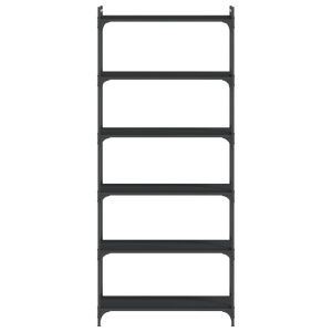 Библиотека 6 рафта черна 80x30x188 см инженерно дърво