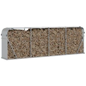 Поставка за дърва, сребрист, 300x45x100 см, поцинкована стомана