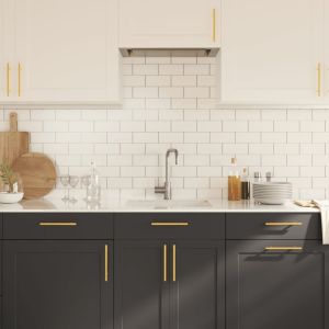 Дръжки за шкафове, 20 бр, златиста, 128 мм, неръждаема стомана