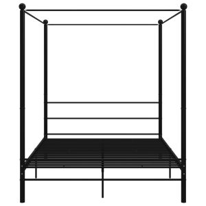 Рамка за легло с балдахин, черна, метал, 160x200 см