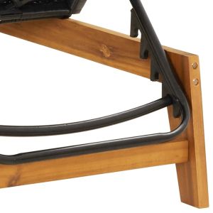 Шезлонги с шалтета, 2 бр, полиратан и акациево дърво масив