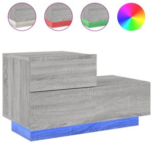 Нощно шкафче с LED осветление, сив сонома, 70x36x40,5 см