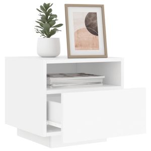Нощни шкафчета с LED осветление, 2 бр, бели, 40x39x37 см