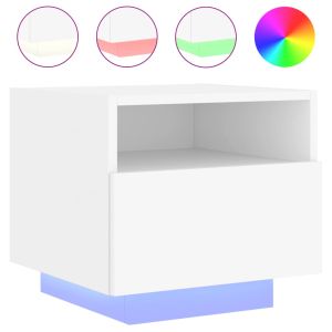 Нощни шкафчета с LED осветление, 2 бр, бели, 40x39x37 см
