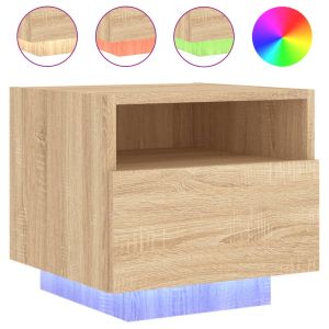 Нощни шкафчета с LED осветление, 2 бр, сонома дъб, 40x39x37 см