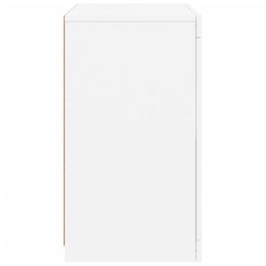 Странични шкафчета с LED, 2 бр, бяло, инженерна дървесина