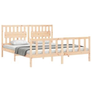 Рамка за легло с табла Super King Size дърво масив