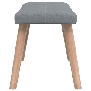 Релакс стол с табуретка, светлосив, текстил