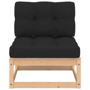 Градински лаундж комплект, 4 части, с възглавници, масив бор