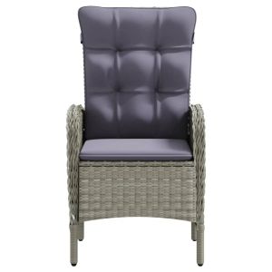 Градински трапезен комплект с възглавници 5 части, сиво и черно