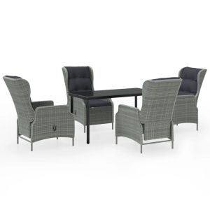 Градински трапезен комплект, 5 части, светлосив