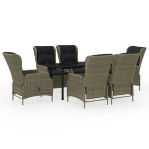 Градински трапезен комплект, 7 части, кафяв