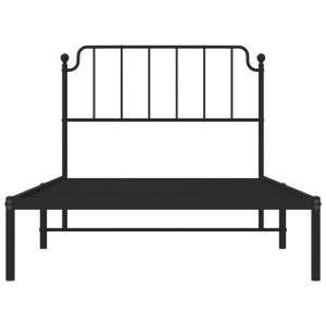Метална рамка за легло с горна табла, черна, 107x203см