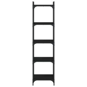 Библиотека 5 рафта черна 40x30x154 см инженерно дърво