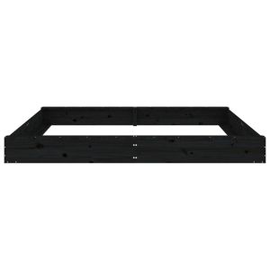 Пясъчник със седалки, черен, квадратен, масивна дървесина бор