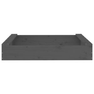 Пясъчник със седалки, сив, квадратен, масивна дървесина бор