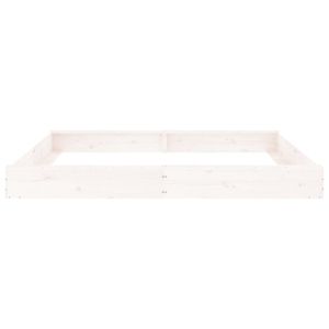 Пясъчник със седалки, бял, квадратен, масивна дървесина бор