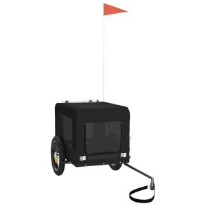 Ремарке за колело за любимци черно Оксфорд плат и желязо