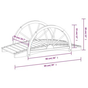 Градински мост с парапет полуколело 99x50x38 см масивна ела
