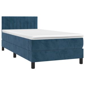 Боксспринг легло с матрак, тъмносиньо, 80x200 см, кадифе