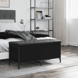 Пейка за съхранение, черна, 102x42x45 см, инженерно дърво