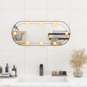 Стенно огледало с LED лампи 30x70 см стъкло овално