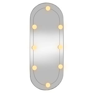 Стенно огледало с LED лампи 30x70 см стъкло овално