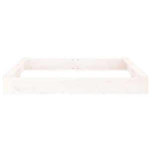 Пясъчник със седалки, бял, квадратен, масивна дървесина бор