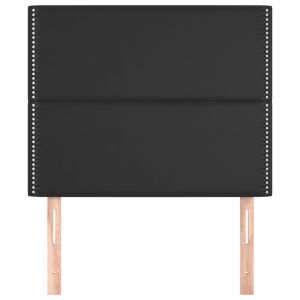 Табла за легло, черна, 100x5x118/128 см, изкуствена кожа