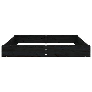 Пясъчник със седалки, черен, квадратен, масивна дървесина бор