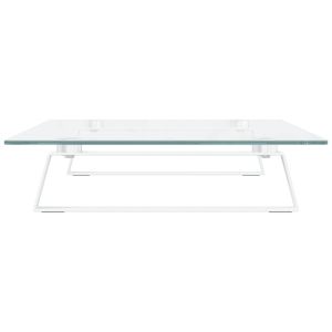 Стойка за монитор, бяла, 60x35x8 см, закалено стъкло и метал