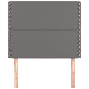 Табла за легло, сива, 100x5x118/128 см, изкуствена кожа