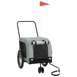 Ремарке за колело за любимци сив и черен Оксфорд плат и желязо