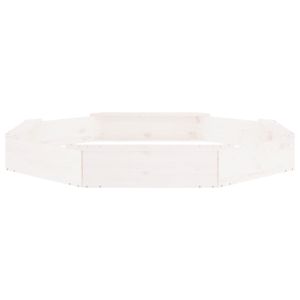 Пясъчник със седалки, бял, осмоъгълен, масивна дървесина бор