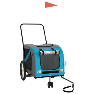 Ремарке за колело за любимци син и сив Оксфорд плат и желязо