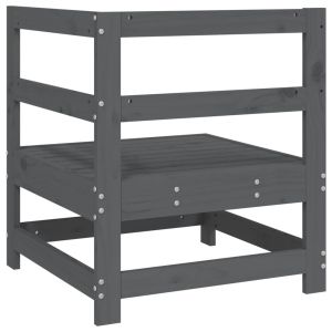 Градински ъглов диван, сив, бор масив