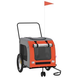 Ремарке за колело за любимци оранжев и сив Оксфорд плат желязо