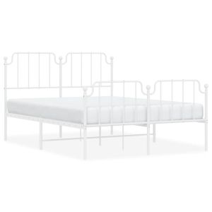 Метална рамка за легло с горна и долна табла, бяла, 140x190 см