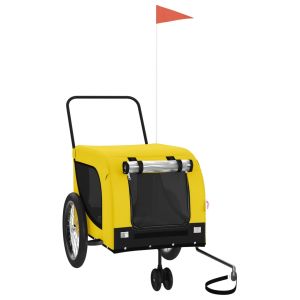 Ремарке за колело за любимци жълт и черен Оксфорд плат и желязо