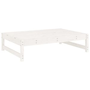 Градинска табуретка, бяла, 120x80 см, борова дървесина масив