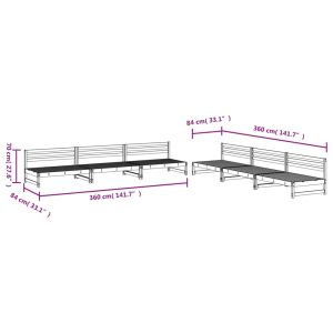 Градински лаундж комплект от 6 части, бял, масивно дърво бор