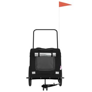 Ремарке за колело за любимци черно Оксфорд плат и желязо