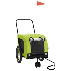 Ремарке за колело за любимци зелено черно Оксфорд плат и желязо