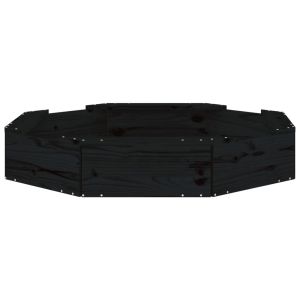 Пясъчник със седалки, черен, осмоъгълен, масивна дървесина бор